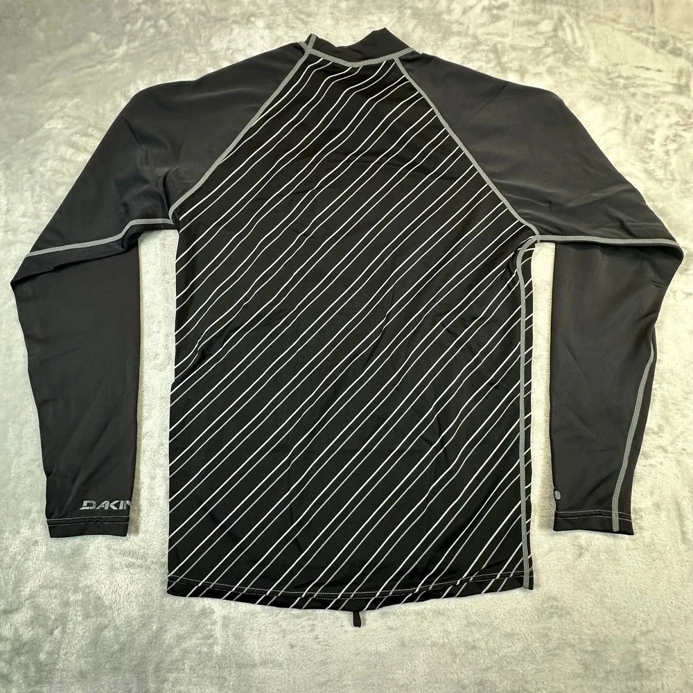 Dakine Rash Guard Mens Large Black Striped Long Sleeve UV Protection Swim Shirt